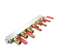 YUANYAO Bloc de Distribution d'air, collecteur pneumatique en Aluminium Massif, avec robinets à Bille en Laiton 1/2 "BSP Femelle 27x36mm 2-10 Voies 4-12 Ports(1 in 6 Out)