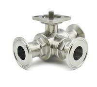 YUANYAO Diamètre du Tuyau 3/4 "1" 1-1/4 "1-1/2" 2 "SS304, Robinet à Bille pneumatique sanitaire Rapide à Trois Voies en Acier Inoxydable, Robinet à Bille de Type T/L(SUS304,L-Port_38MM Ferrule 50.5)