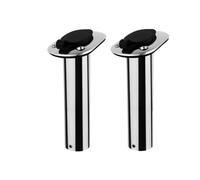 YUANYAO Lot de 2 supports de canne à pêche encastrés en acier inoxydable 15/30/90 degrés avec capuchon de tube intérieur poli miroir (2 pièces - 90 degrés)