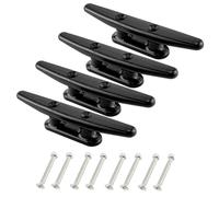 YUANYAO Lot de 4 taquets plats en nylon noir de 10,2 cm, 12,2 cm, 12,7 cm, 1,2 cm, 15,2 cm, base ouverte pour kayak, canoë, yacht, amarre, ligne de pont, corde, accessoires de bateau (200 mm)