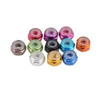 YUANYAO Spot de Verrouillage en Alliage d'aluminium, écrou Anti-desserrage, Anneau en Nylon autobloquant, Bouchon à vis coloré, 10 pièces (Color : Orange, Size : M3)