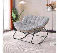 YUANYINSM Chaise Papasan d'extérieur surdimensionnée avec coussin épais, chaise à bascule d'intérieur pour porche, jardin, salon, chambre à coucher (pied-de-poule)