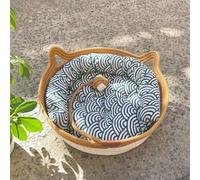 YUANYINSM Instinct - Panier pour chat, en corde de coton tissée à la main avec coussin, nid rond anti-rayures, respirant et confortable, style bohème pour chats d'intérieur (taille L, 2)