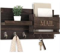 YUANYINSM Organiseur de courrier mural avec étagère et crochets robustes - Porte-clés rustique pour entrée, bureau ou couloir - Trieur de lettres, cintre pour manteau et sac avec matériel de montage