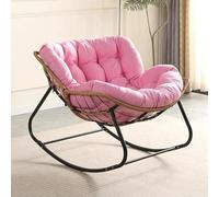 YUANYINSM Papasan Chaise d'extérieur surdimensionnée avec coussin épais, chaise à bascule d'intérieur pour porche, jardin, salon, chambre à coucher (rose princesse)