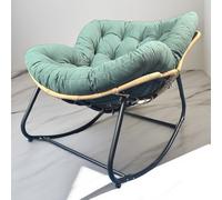 YUANYINSM Papasan Chaise d'extérieur surdimensionnée avec coussin épais, chaise à bascule d'intérieur pour porche, jardin, salon, chambre à coucher (vert foncé)