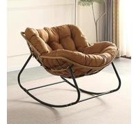 YUANYINSM Papasan Chaise d'extérieur surdimensionnée avec coussin épais, chaise à bascule d'intérieur pour porche, jardin, salon, chambre à coucher (café)