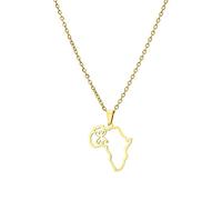 YUANYIRAN Afrique Carte Berbère Pendentif Collier - Évider Géométrique Style Ethnique Couple Unisexe Clavicule Chaîne Drapeau Patriotique Hip Hop Charme Bijoux pour Cadeau De Mode, Or, 50 Cm/19,6