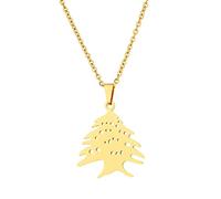 YUANYIRAN Armoiries Du Liban Carte Pendentif Collier - Style Ethnique Tuliban Brillant Creux Couple Unisexe Carte Clavicule Chaîne Drapeau Patriotique Hip Hop Charme Bijoux,Or,50Cm/19.6 In