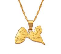 YUANYIRAN Carte De Guadeloupe Collier Pendentifs-Villes Hip Hop Tendance Classique Personnalité Design Pendentif Chaîne pour Femmes Hommes France Guadeloupe Carte Charme Bijoux Cadeaux Ethniques Or,