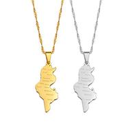 YUANYIRAN Carte De Tunisie Pendentif Colliers - Charme Ethnique Patriotic Africa Carte Colliers Drapeau, Couleur Or Classique Hip Hop Bijoux pour Femmes Hommes Tendance Fête Cadeau,Argent,60Cm