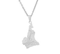 YUANYIRAN Collier avec Pendentif en Forme De Carte du Cameroun - Style Ethnique Géométrique Couple Unisexe Carte Clavicule Chaîne Drapeau Patriotique Hip Hop Bijoux De Charme pour Accessoires De Ca