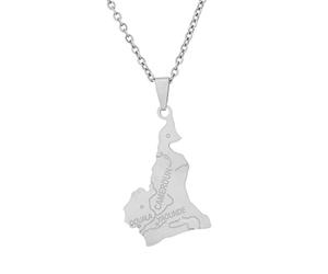 YUANYIRAN Collier avec Pendentif en Forme De Carte du Cameroun - Style Ethnique Géométrique Couple Unisexe Carte Clavicule Chaîne Drapeau Patriotique Hip Hop Bijoux De Charme pour Accessoires De Ca