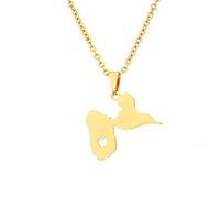YUANYIRAN Guadeloupe, France Carte Pendentif Collier - Couple Unisexe Brillant Géométrique Style Ethnique Chaîne De Clavicule Drapeau Patriotique Hip Hop Charme Bijoux pour Cadeau De Mode,Or,50Cm/1