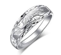 YUANYIRAN Style Chinois Ouverture Ajustable Bague - Rétro Incrusté Dragon Et Phoenix Classique Bague Charme Femme, Tendance Dames Bijoux pour Fille Noël Mariage Cadeau, Style 1