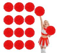 YUANYUYING 12 Pcs Cheerleading Pom Poms,13.7inch Cheerleading Handheld Squad Pompoms for Sports Team Cheer Spirit Games Dance Party Adults (Red)