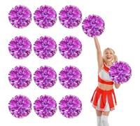 YUANYUYING 12 Pcs Pom poms Cheer,13.7inch Pom poms Cheerleading with Four Finger Payment Cheer Pom Pomsfor Dance, Matches (Rose Red)
