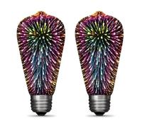 YUANYUYING 2 Ampoules feu d'artifice 3D, E27 Edison, style vintage romantique en verre - Ampoules uniques pour la maison, les festivals, les fêtes et Noël - 4 W CA 85-265 V (ST64)