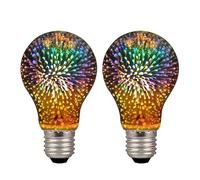 YUANYUYING 2 Ampoules feu d'artifice 3D, E27 Edison, style vintage romantique en verre - Ampoules uniques pour la maison, les festivals, les fêtes et Noël - 4 W CA 85-265 V (A60)