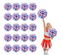 YUANYUYING 20 Pcs Cheerleading Pom Poms,13.7inch Cheerleading Handheld Squad Pompoms for Sports Team Cheer Spirit Games Dance Party Adults (Blue+Red+White)