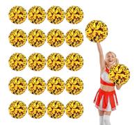 YUANYUYING 20 Pcs Cheerleading Pom Poms,13.7inch Cheerleading Handheld Squad Pompoms for Sports Team Cheer Spirit Games Dance Party Adults (Black + Yellow)