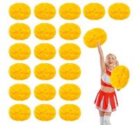 YUANYUYING 20 Pcs Cheerleading Pom Poms,14.57inch with Handle Style Cheerleading Handheld Squad Pompoms for Sports Team Cheer Spirit (Yellow)