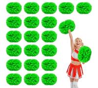 YUANYUYING 20 Pcs Cheerleading Pom Poms,14.57inch with Handle Style Cheerleading Handheld Squad Pompoms for Sports Team Cheer Spirit (Green)