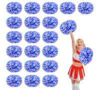 YUANYUYING 20 Pcs Cheerleading Pom Poms,14.57inch with Handle Style Cheerleading Handheld Squad Pompoms for Sports Team Cheer Spirit (White+Blue+Pink)