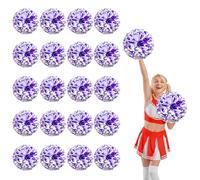 YUANYUYING 20 Pcs Cheerleading poms,13.7inch Pom poms Cheerleading with Four Finger Payment Cheer Pom Pomsfor Dance, Matches, Team Spirit Sports (Purple+White)