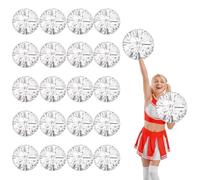 YUANYUYING 20 Pcs Cheerleading poms,13.7inch Pom poms Cheerleading with Four Finger Payment Cheer Pom Pomsfor Dance, Matches, Team Spirit Sports (Silvery)