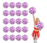 YUANYUYING 20 Pcs Cheerleading poms,13.7inch Pom poms Cheerleading with Four Finger Payment Cheer Pom Pomsfor Dance, Matches, Team Spirit Sports (Rose Red+White)