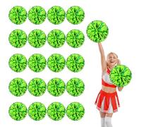 YUANYUYING 20 Pcs Cheerleading poms,13.7inch Pom poms Cheerleading with Four Finger Payment Cheer Pom Pomsfor Dance, Matches, Team Spirit Sports (Green+Green)