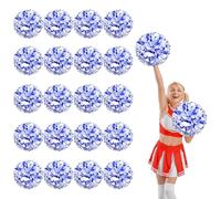 YUANYUYING 20 Pcs Cheerleading poms,13.7inch Pom poms Cheerleading with Four Finger Payment Cheer Pom Pomsfor Dance, Matches, Team Spirit Sports (Blue + White)