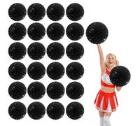 YUANYUYING 24 Pcs Cheerleading Pom Poms,13.7inch Cheerleader Pompoms with Four Finger Payment,Fit for Team Spirit Sports Dance Cheering (Black)