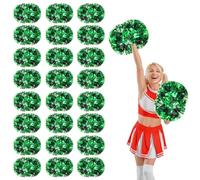 YUANYUYING 24 Pcs Cheerleading Pom Poms,14.57inch Cheerleader Pompoms with Handle Style,Fit for Team Spirit Sports Dance Cheering (Black + Green)