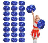 YUANYUYING 24 Pcs Cheerleading Pom Poms,14.57inch Cheerleader Pompoms with Handle Style,Fit for Team Spirit Sports Dance Cheering (Black + Blue)