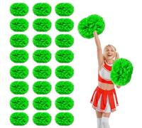 YUANYUYING 24 Pcs Cheerleading Pom Poms,14.57inch with Handle Style Cheerleading Handheld Squad Pompoms for Sports Team Cheer Spirit (Green)