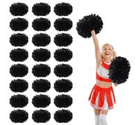 YUANYUYING 24 Pcs Cheerleading Pom Poms,14.57inch with Handle Style Cheerleading Handheld Squad Pompoms for Sports Team Cheer Spirit (Black)