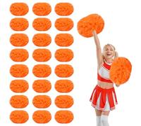 YUANYUYING 24 Pcs Cheerleading Pom Poms,14.57inch with Handle Style Cheerleading Handheld Squad Pompoms for Sports Team Cheer Spirit (Orange)