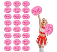 YUANYUYING 24 Pcs Cheerleading Pom Poms,14.57inch with Handle Style Cheerleading Handheld Squad Pompoms for Sports Team Cheer Spirit (Powder)