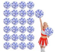 YUANYUYING 24 Pcs Cheerleading poms,13.7inch Pom poms Cheerleading with Four Finger Payment Cheer Pom Pomsfor Dance, Matches, Team Spirit Sports (Blue + White)
