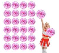 YUANYUYING 24 Pcs Cheerleading poms,13.7inch Pom poms Cheerleading with Straight Handle Style Cheer Pom Pomsfor Dance, Matches, Team Spirit Sports (Rose Red+White)