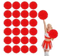 YUANYUYING 24 Pcs Cheerleading poms,13.7inch Pom poms Cheerleading with Straight Handle Style Cheer Pom Pomsfor Dance, Matches, Team Spirit Sports (Red)