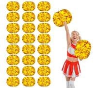 YUANYUYING 24 Pcs Cheerleading poms,14.57inch Pom poms Cheerleading with Handle Style Cheer Pom Pomsfor Dance, Matches, Team Spirit Sports (Gold)
