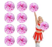 YUANYUYING 8 Pcs Cheerleading Pom Poms,13.7inch Cheerleading Handheld Squad Pompoms for Sports Team Cheer Spirit Games Dance Party Adults (Rose Red+White)