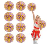 YUANYUYING 8 Pcs Cheerleading Pom Poms,13.7inch Cheerleading Handheld Squad Pompoms for Sports Team Cheer Spirit Games Dance Party Adults (Purple+Yellow)