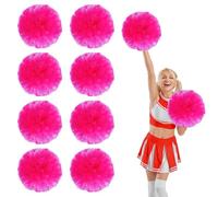 YUANYUYING 8 Pcs Cheerleading Pom Poms,13.7inch with Four Finger Payment Cheerleading Handheld Squad Pompoms for Sports Team Cheer Spirit (Rose Red)
