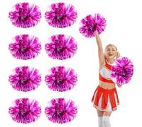 YUANYUYING 8 Pcs Pom poms Cheer,14.57inch Pom poms Cheerleading with Handle Style Cheer Pom Pomsfor Dance, Matches (Rose Red)