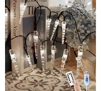 YUANYUYING Guirlande lumineuse de Noël alimentée par USB, 20 m/200 LED, connexion USB et télécommande sans fil, rideau lumineux féérique en acrylique cristal (blanc)