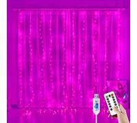 YUANYUYING Guirlande lumineuse rideau 3 m x 1 m, 100 LED, rouge, alimentée par USB, avec télécommande, 8 modes d'éclairage, étanche IP44 (rose)